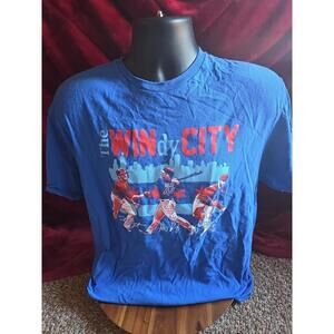 Cubs mens L T-Shirt Windy City Rizzo Bryant Arietta Blue Baseball Tee Rare